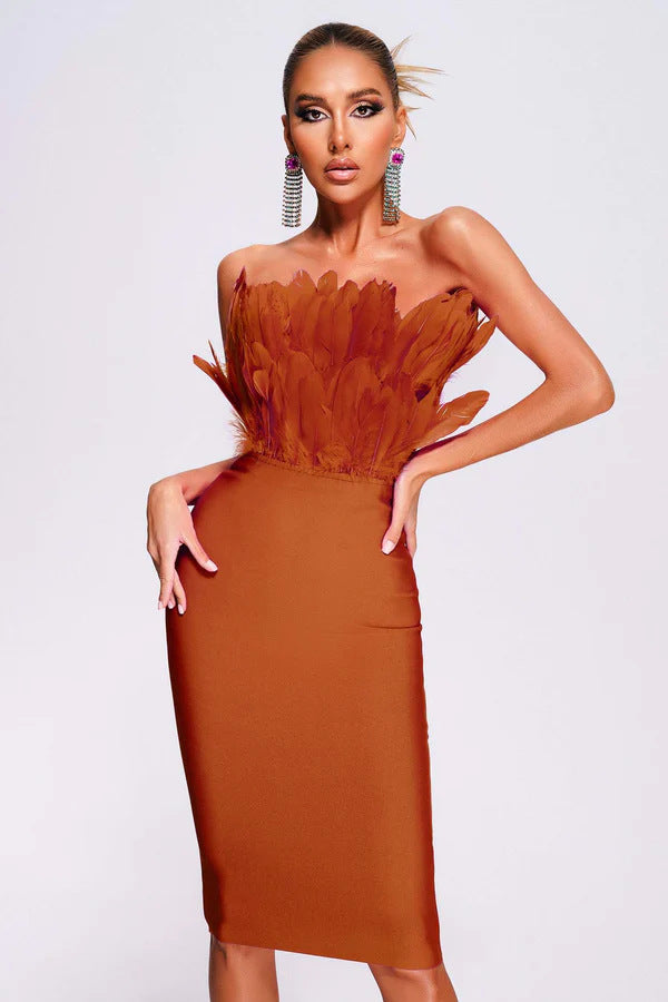 Tube Top Feather Bandage Dress