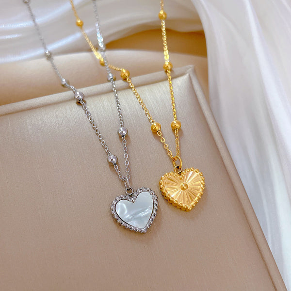 Heart-shape Love Minimalist Stove Gold Necklace