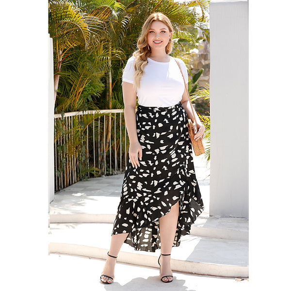 Printed Fringed Holiday Beach Plus Size Skirt