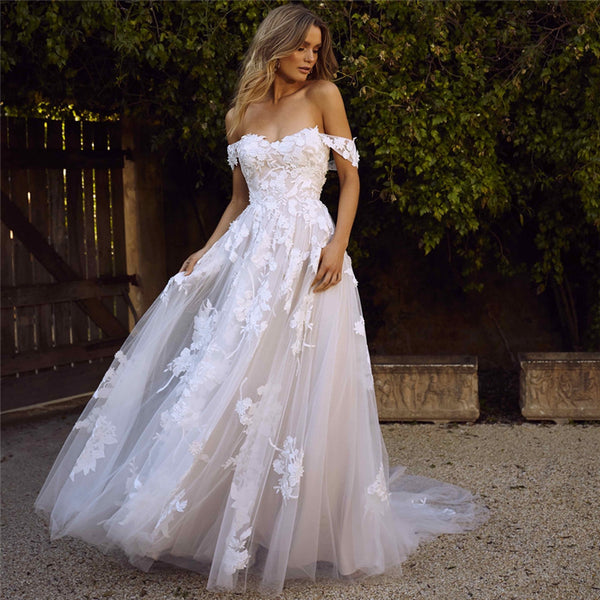 Off The Shoulder Lace Bride Gown