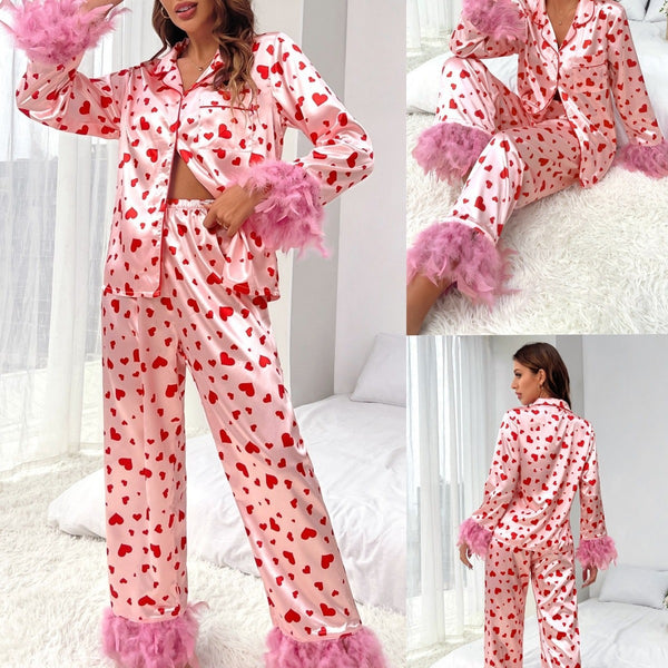 Valentine's Day Sweet Love Heart Printed Suit Pajamas