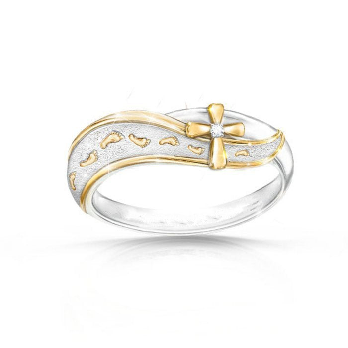 Footprints Cross Ring