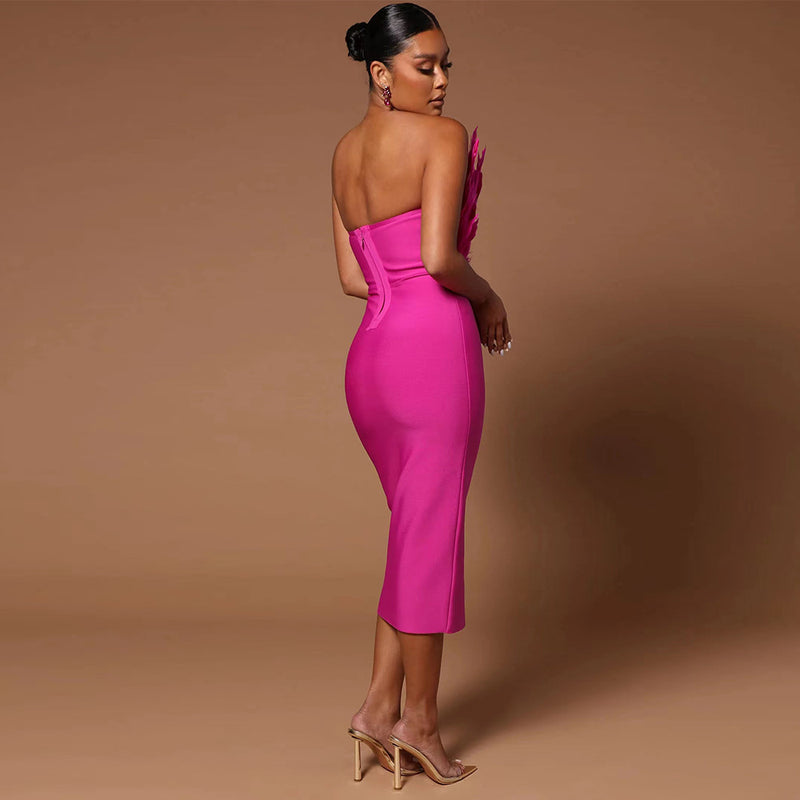 Tube Top Feather Bandage Dress