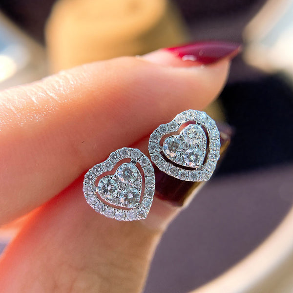 Rhinestone Love Stud Earrings