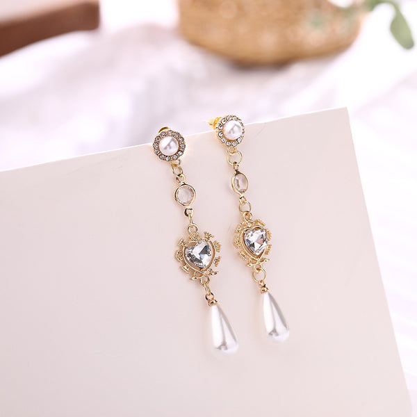 Love Rhinestone Pearl Earrings