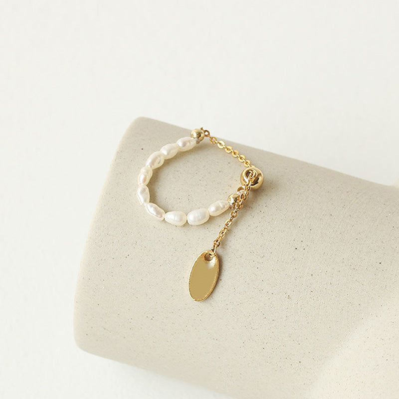 Pearl Ring Stretch Adjustable Soft Chain