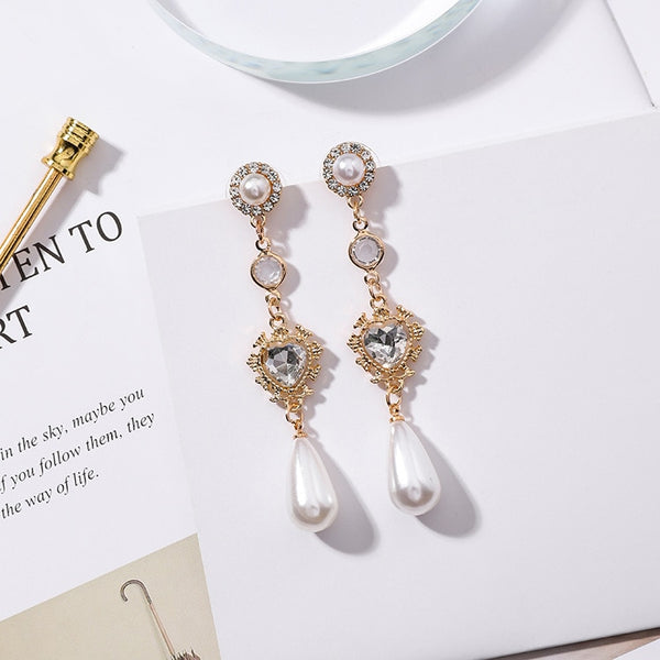 Love Rhinestone Pearl Earrings