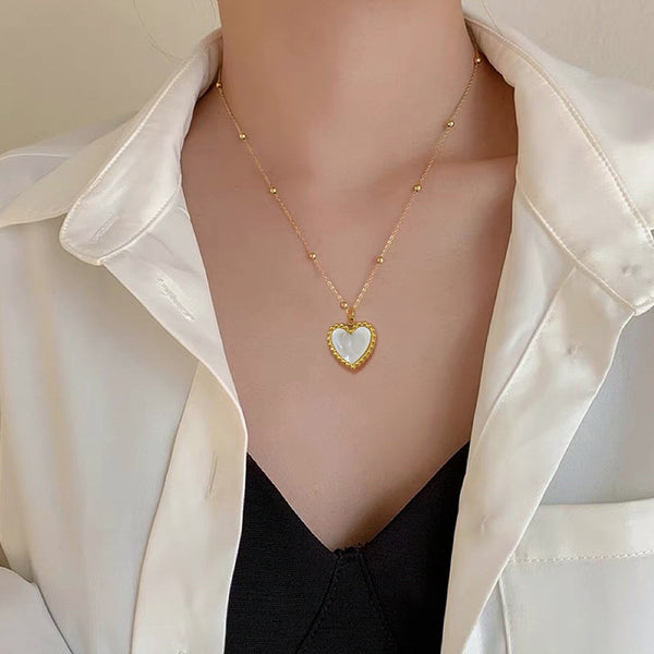 Heart-shape Love Minimalist Stove Gold Necklace