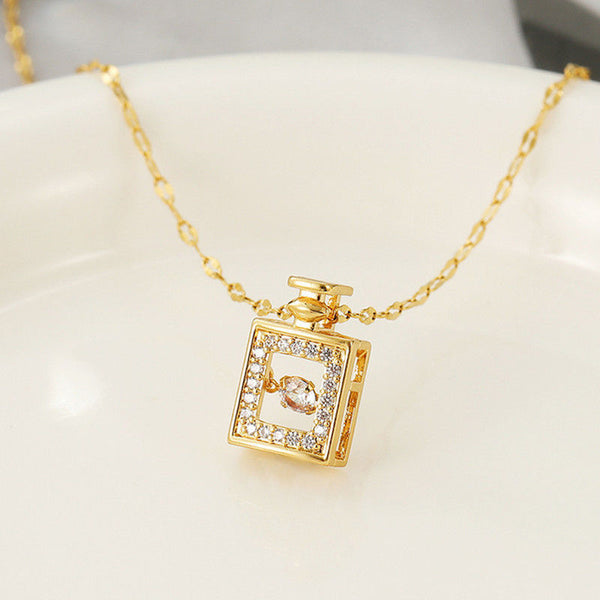 Diamond Perfume Bottle Clavicle Chain Necklace