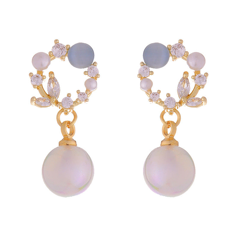 Blue Opal Fairy Fish Ji Pearl Stud Earrings