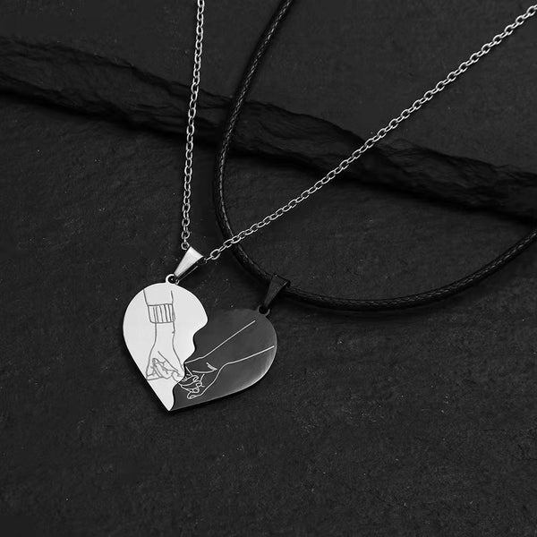 Black And White Heart Necklace