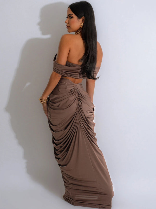 Low Rise Long Skirt Strapless Top Set