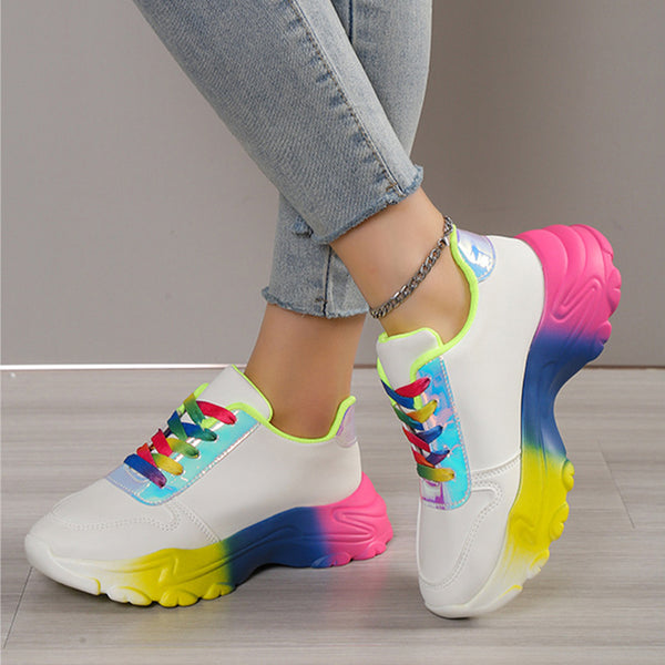 Rainbow Color Thick Bottom Sports Shoes