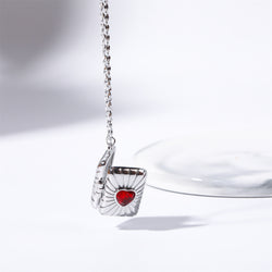 Retro Opening And Closing Love Zircon Album Box Necklace