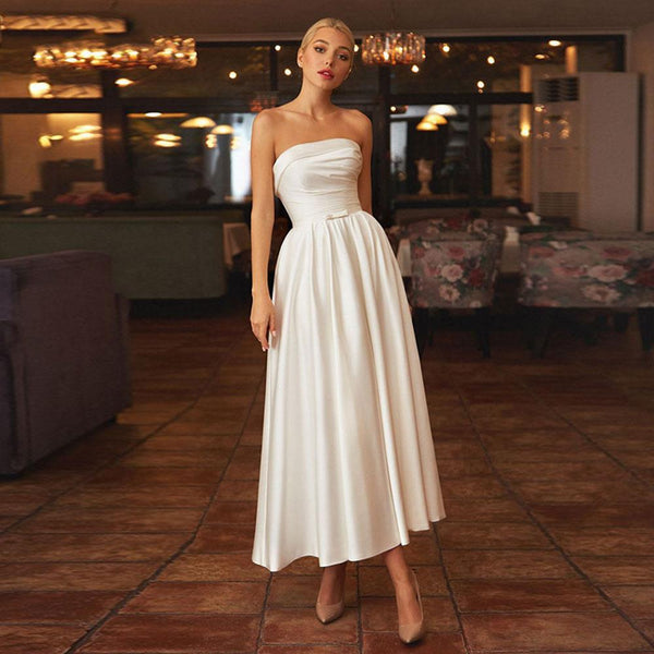 Tube Top Satin Bridal Gown